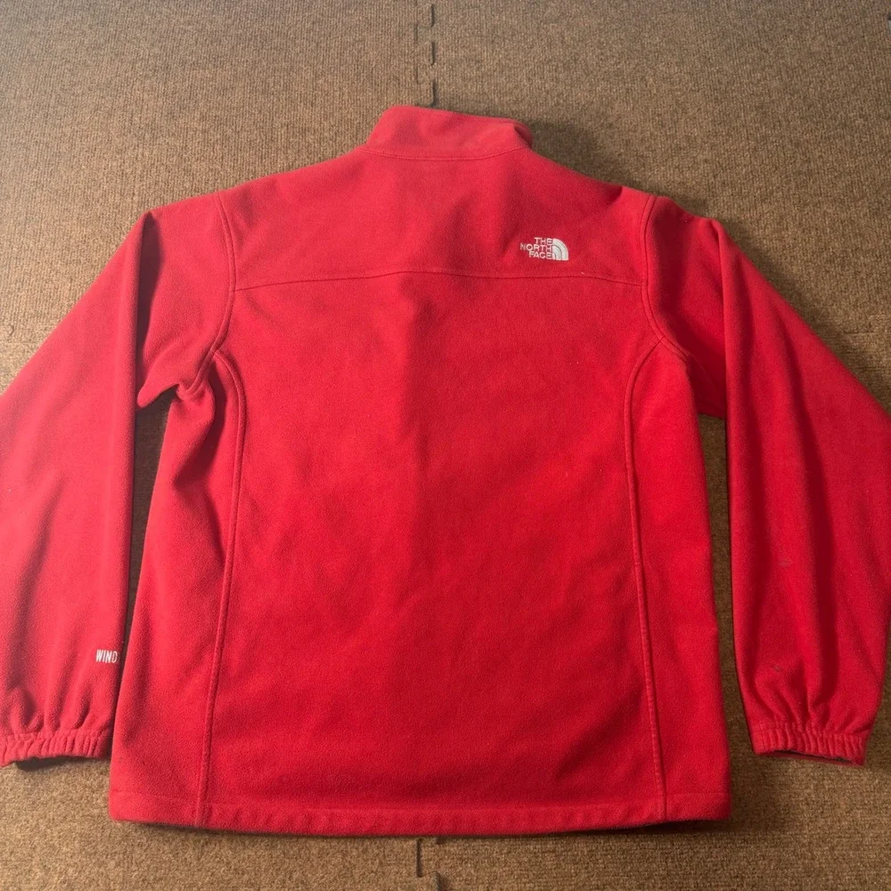 A- warm The North Face Mens Windwall Fleece Jacket Red Full Zip Large 1395